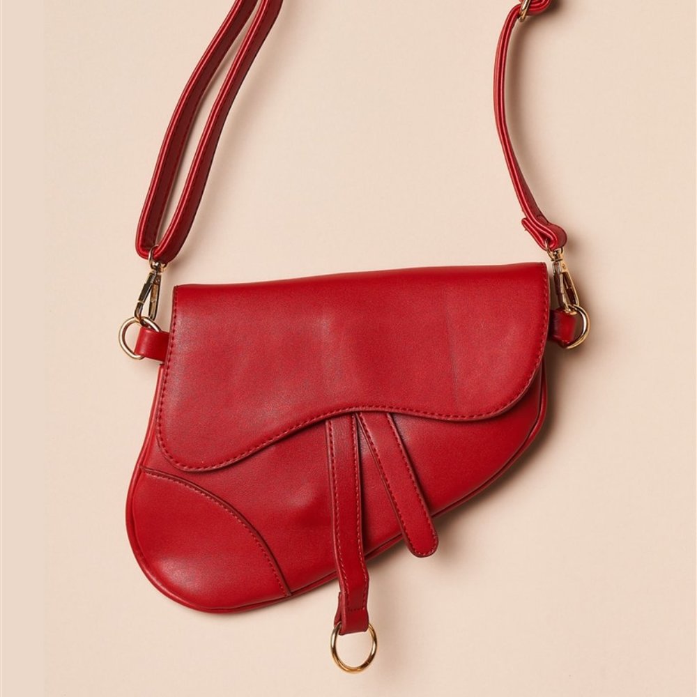 Mya Asymmetrical Shoulder Bag (Red)